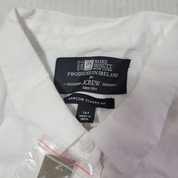 J.Crew Women Baird McNutt Garcon White Irish Linen Button-Down Shirt 14T - Picture 2 of 7